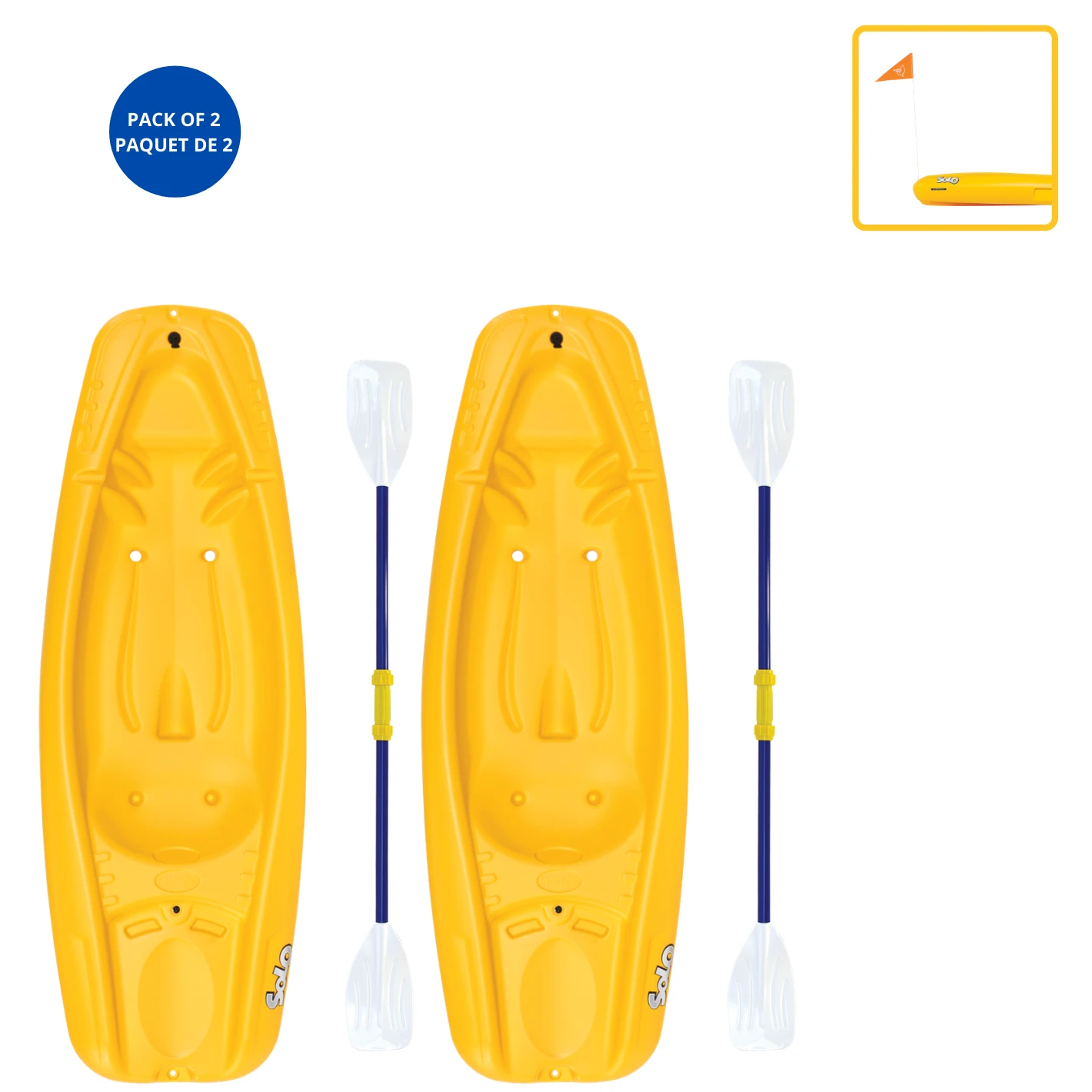 Pelican Sport Combo - 2 Solo Kids Kayaks With Paddles - Yellow 1 Pelican Sport Combo - 2 Solo Kids Kayaks With Paddles - Yellow